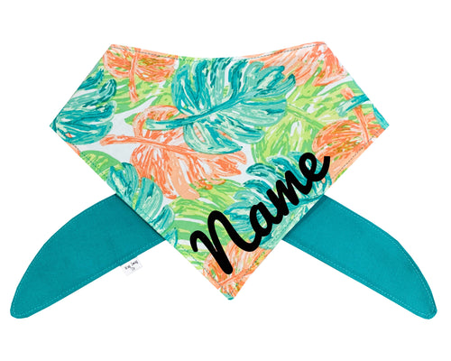 Monstera Tropical Coral, Turquoise, Green Bandana *CLEARANCE