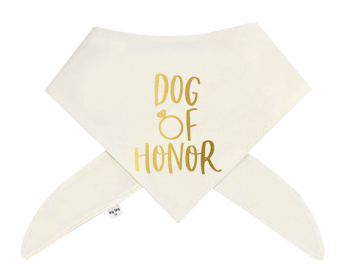Dog Of Honor Wedding Bandana | Ivory and Gold